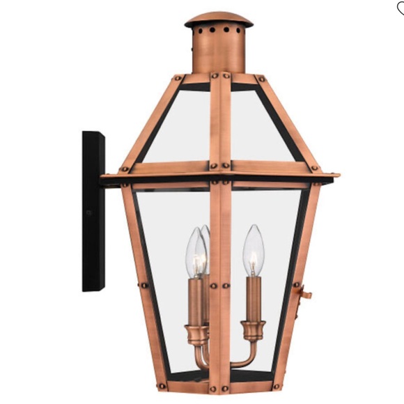 Quoizel Burdett 3-Light Aged Copper Outdoor Wall Lantern - Picture 3 of 10